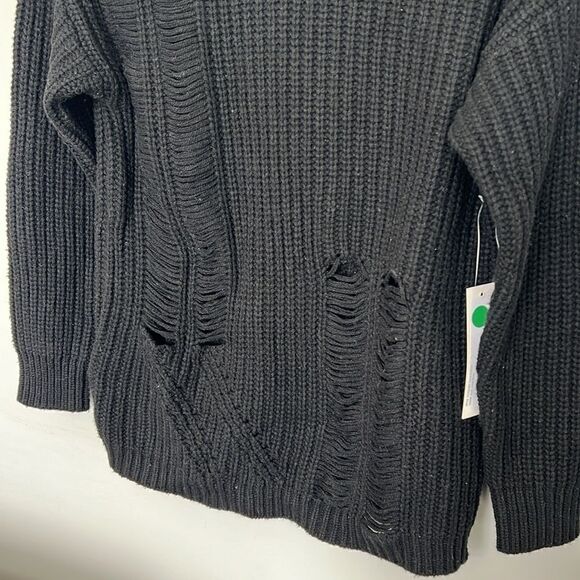 NWT One Grey Day Los Angeles Distressed Cyrus Pullover in Black Size Small - Picture 4 of 8